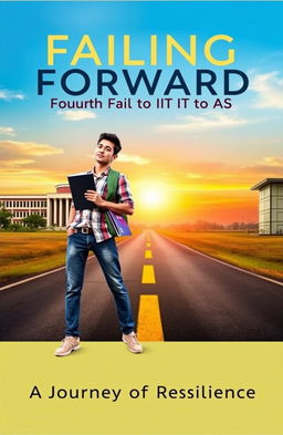 A motivational book cover titled 'Failing Forward: Fourth Fail to IIT to IAS'