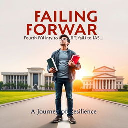 A motivational book cover titled 'Failing Forward: Fourth Fail to IIT to IAS'