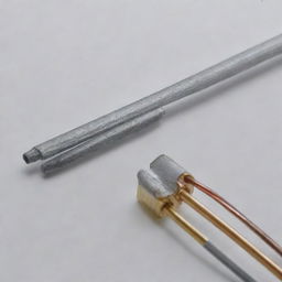 A high-resolution graphical image showcasing thermocouples in detail, highlighting their metallic structure and bimetallic junction which is responsible for temperature measurement.