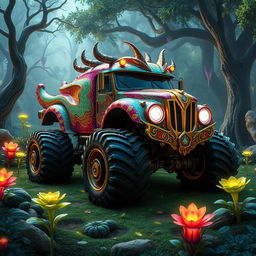 A unique vehicle design that combines the features of a panza (a mythical creature from Spanish folklore) with a monstrous truck