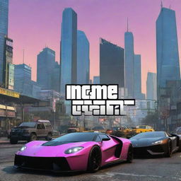 Imagine a cover for GTA 8, featuring futuristic cityscape, advanced vehicles, and cyberpunk-inspired characters.