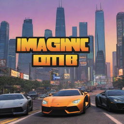 Imagine a cover for GTA 8, featuring futuristic cityscape, advanced vehicles, and cyberpunk-inspired characters.