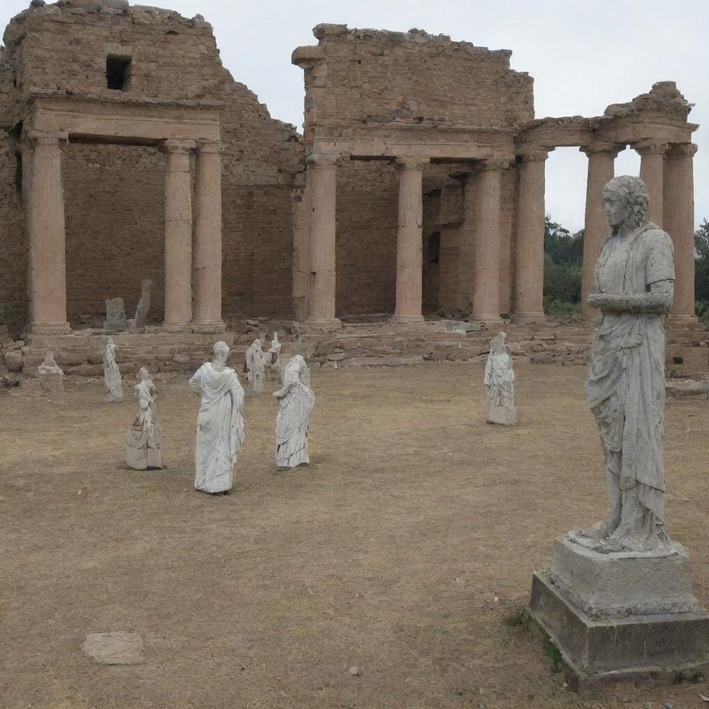 The next day, people see the statues in ruins