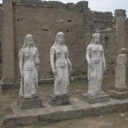 The next day, people see the statues in ruins