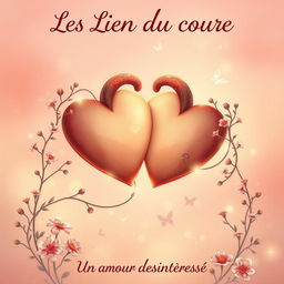 A romantic and emotional illustration depicting the concept of 'Les Lien du coeur' with the subtitle 'Un amour désintéressé'