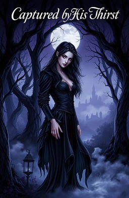 A dark romantic cover illustration depicting a mysterious and alluring atmosphere