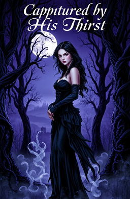 A dark romantic cover illustration depicting a mysterious and alluring atmosphere