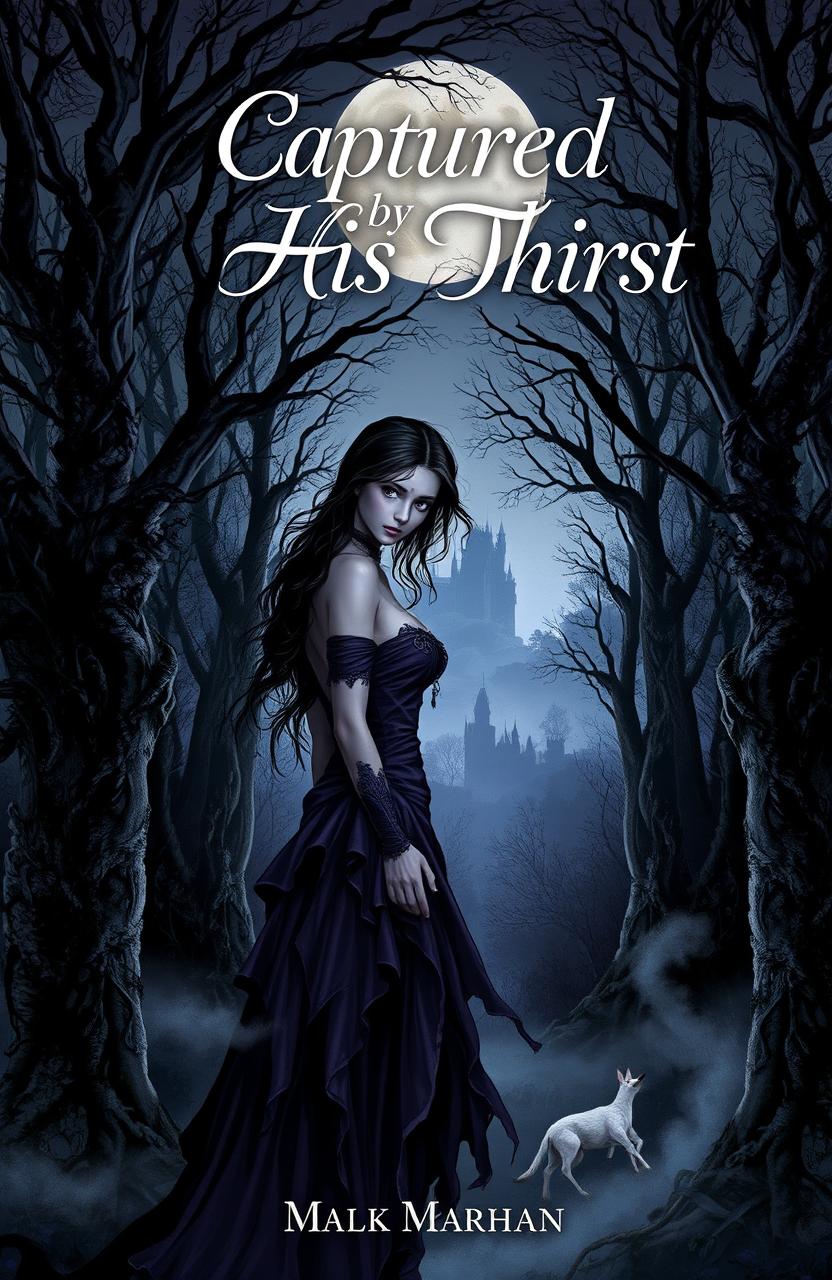 A dark romantic cover illustration depicting a mysterious and alluring atmosphere