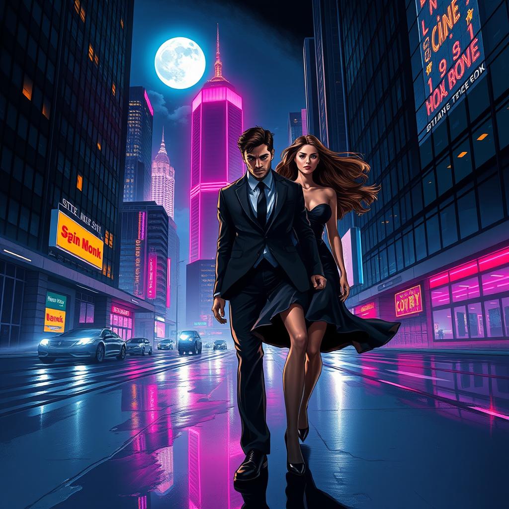 A dark romantic cover illustration set in a modern urban environment at night