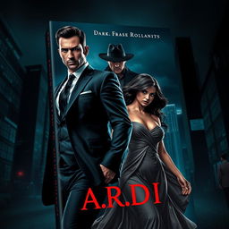 A visually captivating book cover in the dark romance genre, illustrating a wealthy, dominant man and a defenseless woman, set against the ominous backdrop of a modern night-time city