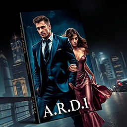 A visually captivating book cover in the dark romance genre, illustrating a wealthy, dominant man and a defenseless woman, set against the ominous backdrop of a modern night-time city