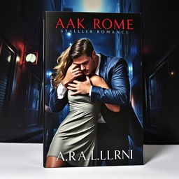 An intense book cover in the dark romance genre, showcasing a wealthy, dominant man gripping a defenseless woman by the neck in a threatening manner, set within a shadowy urban environment at night