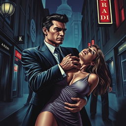 An evocative book cover illustrating a dark romance theme, showcasing a wealthy, dominant man gripping a defenseless woman by the neck in a chilling manner