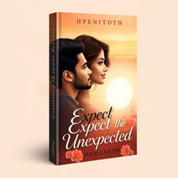 A beautifully designed book cover for a love story titled 'Expect the Unexpected' by Hemanth