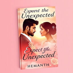 A beautifully designed book cover for a love story titled 'Expect the Unexpected' by Hemanth