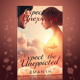 A beautifully designed book cover for a love story titled 'Expect the Unexpected' by Hemanth