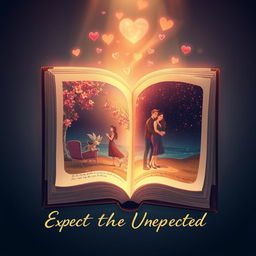 An imaginative and visually captivating design depicting the concept of 'book inside a book inside a book' for a love story titled 'Expect the Unexpected' by Hemanth