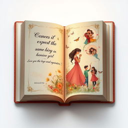 An artistic and intricate design portraying a 'book cover inside a book cover inside a book cover' for a love story titled 'Expect the Unexpected' by Hemanth