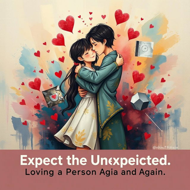 An artistic portrayal of the theme 'Expect the Unexpected,' focusing on the idea of loving a person repeatedly