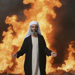 Prophet Ibrahim safely emerges from the blazing fire