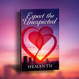 A captivating book cover design for the novel 'Expect the Unexpected' by Hemanth, featuring a layered love story