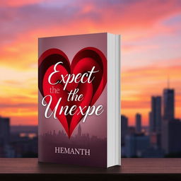 A captivating book cover design for the novel 'Expect the Unexpected' by Hemanth, featuring a layered love story