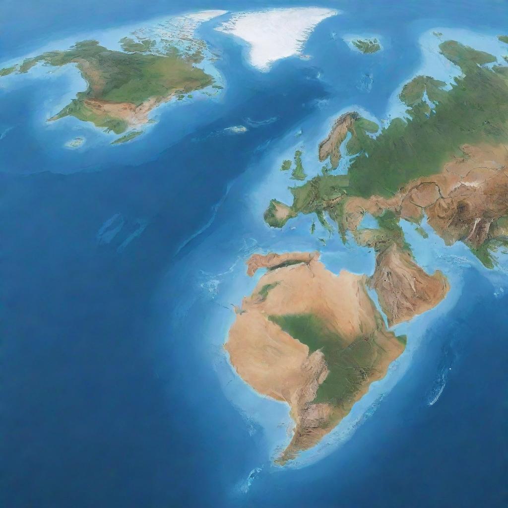 An educational yet visually stunning representation of the Continental Drift, showcasing different continents gradually drifting apart over millions of years.