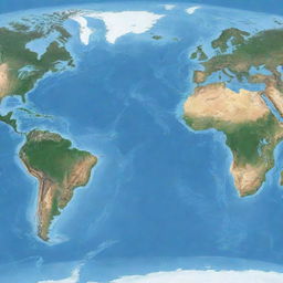 An educational yet visually stunning representation of the Continental Drift, showcasing different continents gradually drifting apart over millions of years.