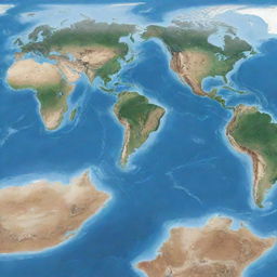 An educational yet visually stunning representation of the Continental Drift, showcasing different continents gradually drifting apart over millions of years.