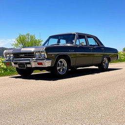 A classic Chevrolet Omega CD parked on a scenic road, shining under a clear blue sky