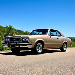 A classic Chevrolet Omega CD parked on a scenic road, shining under a clear blue sky