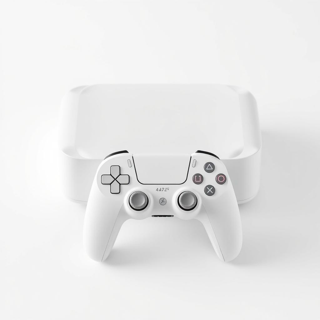 A pristine white gaming device elegantly paired with a matching white wireless controller, all set against a pure white background