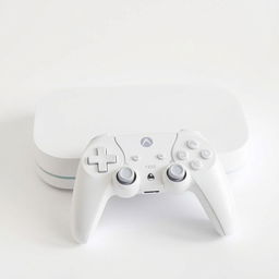 A pristine white gaming device elegantly paired with a matching white wireless controller, all set against a pure white background