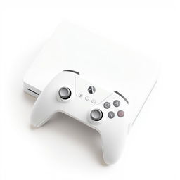 A pristine white gaming device elegantly paired with a matching white wireless controller, all set against a pure white background