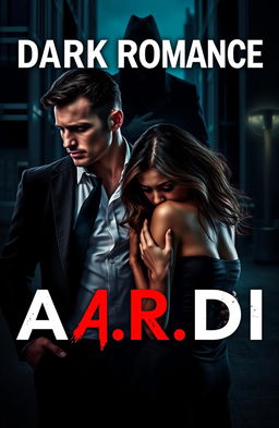 A dark romance book cover featuring an affluent man and a vulnerable woman in a modern setting