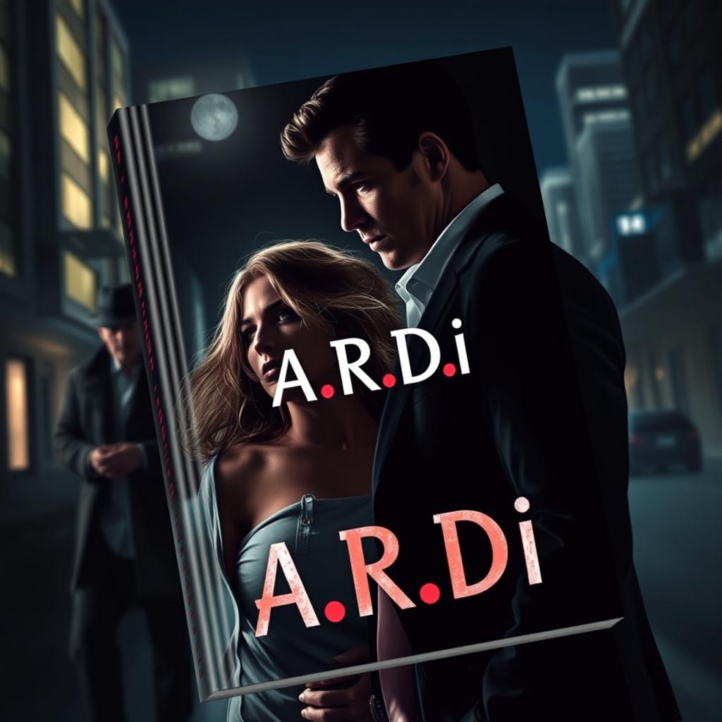 A book cover in the dark romance style, featuring a wealthy man and a vulnerable woman in a contemporary urban setting at night