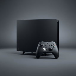 A large black gaming device showcased prominently in the center, featuring a robust design and sleek contours