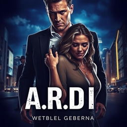 A dramatic book cover in the style of dark romance, featuring a wealthy man and a vulnerable woman amidst a nighttime cityscape