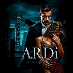 A dramatic book cover in the style of dark romance, featuring a wealthy man and a vulnerable woman amidst a nighttime cityscape