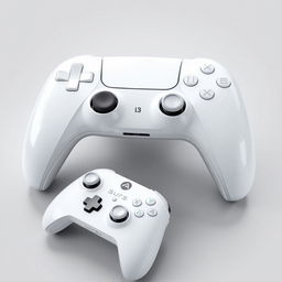 A large white gaming device prominently displayed in the center, featuring a modern and sleek design with smooth edges and a glossy finish