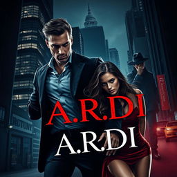 A striking book cover in the dark romance genre, depicting a wealthy man and a vulnerable woman caught in a scenario of pursuit within a modern nighttime city