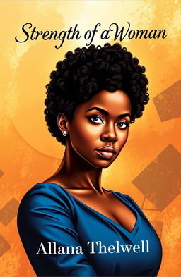 A vibrant book cover for 'Strength of a Woman' by Allana Thelwell, featuring a powerful black woman with a beautiful afro hairstyle