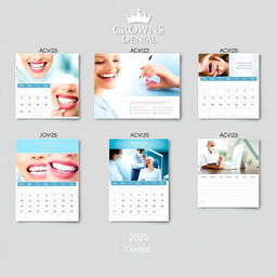 A visually appealing wall calendar for 2025 featuring the theme 'Crowns Dental'