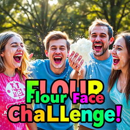 A vibrant and dynamic YouTube thumbnail showcasing a fun game involving flour