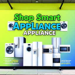 An eye-catching outdoor sign design for Shop Smart Appliance, featuring a sleek and modern aesthetic