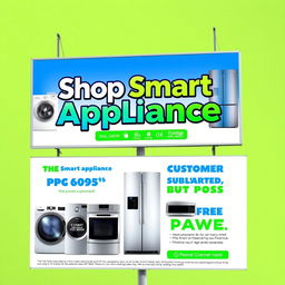 An eye-catching outdoor sign design for Shop Smart Appliance, featuring a sleek and modern aesthetic