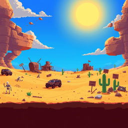 A vibrant pixel art background for a video game inspired by Pang, in a 16:9 format