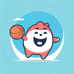 A happy, chubby pot anime-style character bouncing a basketball with joy, set up in vibrant colors for a vector logo design.