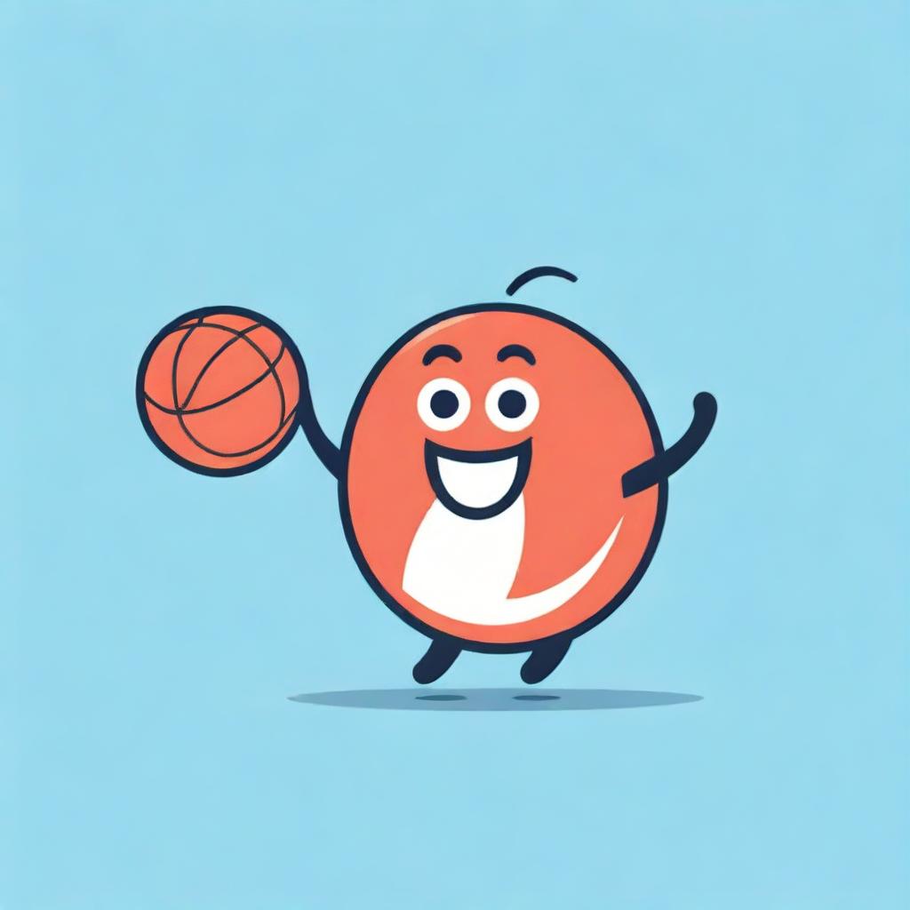 An endearing, plump casserole dish character animatedly playing basketball, designed in a dynamic style for a vector logo.