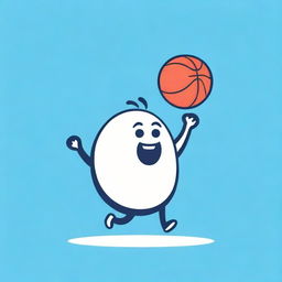 An endearing, plump casserole dish character animatedly playing basketball, designed in a dynamic style for a vector logo.